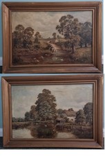 A Pair Of Large Landscapes Old