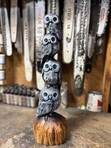 Owl family chainsaw - 4, carving