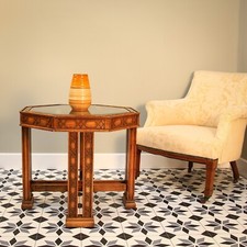 Coffee Table with Fretwork top and bevelled glass Mid Century Side Table