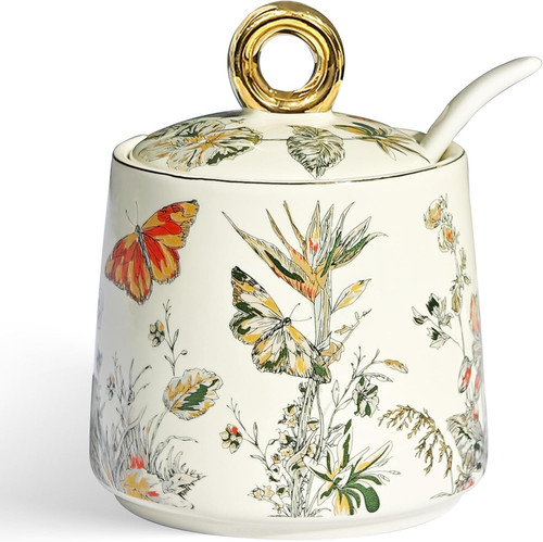 Ceramic sugar bowl - sugar, lid