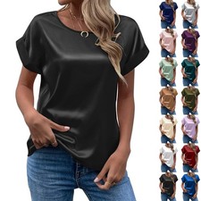 Ladies Satin Silk Short Sleeve