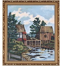 Oil painting water mill - oil,