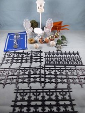 Doll's House - 1:12 -White wirework patio chairs and table, dovecote, fencing...