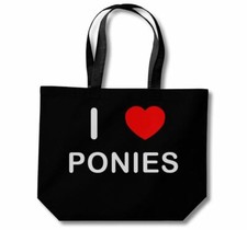 Ponies I Love Cotton Shopping Bag (Black, White, Natural)