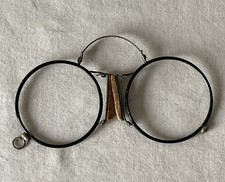 Antique Pair Large Round Frame Pince-Nez Spectacles THERE ARE NO LENSES #43-787