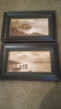 Antique Elmer Keene Prints Framed Old Wood Highlander Cows Ducks Landscape
