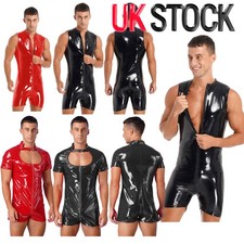 Mens Wet Look Leather Bodysuit