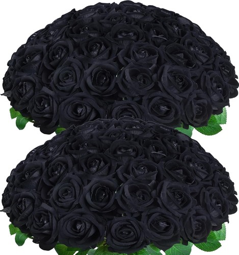 50pcs black artificial - artificial, roses