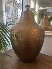 RRP £260 Nkuku Tanda Etched Statement Table Lamp Antique Brass Extra Large BNWT