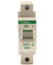 CRABTREE POLESTAR 60D/63 D63 MCB 63 AMP TYPE D 63A SINGLE POLE BREAKER VAT INC