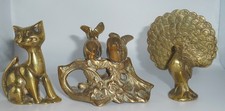 Vintage brass peacock 5cm - vintage,