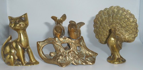 Vintage brass peacock - vintage,