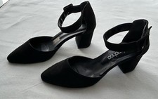 Black Faux Suede Ankle Strap Heel Shoes Brand New Size 6