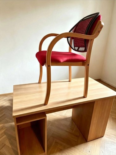 Light wood computer - wood, desk