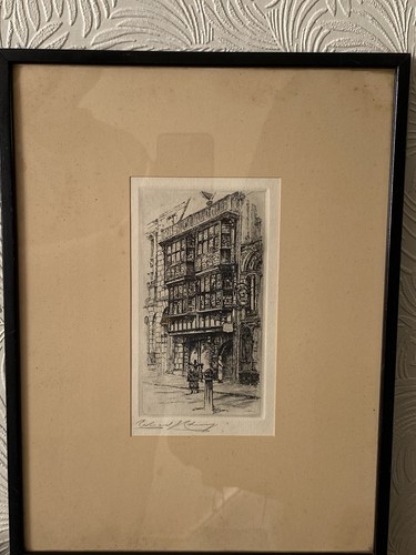 Antique fleet street etching - antique,