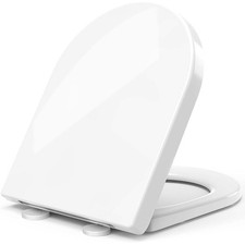 STOREMIC Toilet Seat Soft Close White D Shape Quick Release Top Fixing