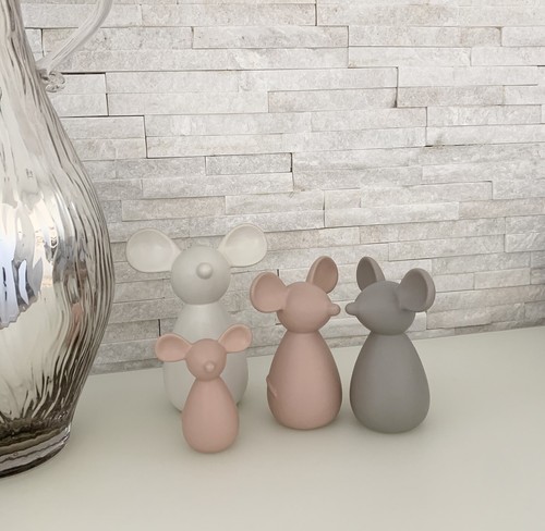 Small grey ceramic mouse - grey,