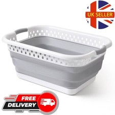 LARGE COLLAPSIBLE LAUNDRY BASKET WASHING CLOTHES BIN FOLDABLE SPACE SAVING UK