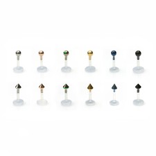 Labret Monroe lip Nose Stud Bioflex PTFE Bioplast Push Fit - Steel Balls & Cones