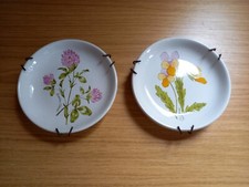 2 x Vintage Royal Worcester Palissy Small Floral Pin/Trinket display Dishes