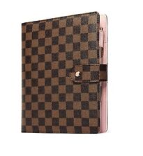 💗 Luxury Checkered A6 Agenda Binder Planner Journal Notepad Gift Brown