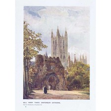CANTERBURY CATHEDRAL Bell Harry Tower - Antique Print 1900