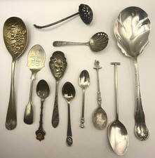 11x Antique Vintage Spoons EPNS Silver Plated Jam Salt Spoons ETC Job Lot Bundle