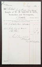 1896 W. H. Smith & Son Booksellers & Newsagents Railway Station Oswestry Invoice