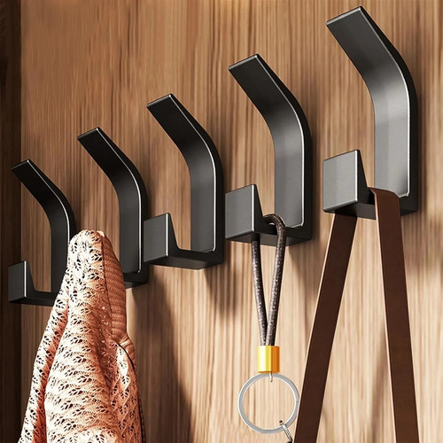 Pack black coat hooks double - hooks,