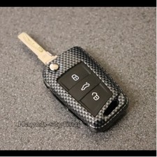 Carbon Fiber Key Cover Case For SEAT Leon 5F SC ST SKODA Octavia Fob Remote j40c
