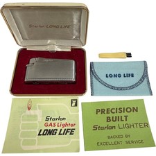 Starlon Long Life Gas Lighter Vintage Metal With Original Box