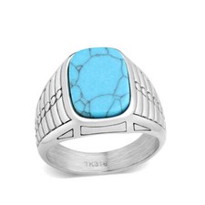 Mens turquoise ring cz blue