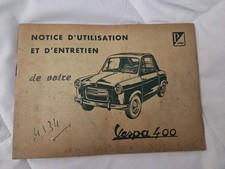 Use and maintenance booklet ACMA VESPA 400 INSTRUCTIONS FOR USE AND MAINTENANCE