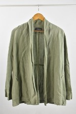 Oska Women's Jacket Size UK 12 Slim Fit 100% Linen Sage Green Open Front 