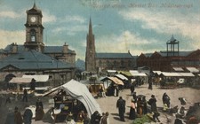 VINTAGE POSTCARD YORKSHIRE MIDDLESBROUGH MARKET PLACE MARKET DAY POSTED 1904 #R9