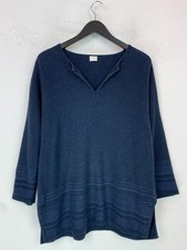 Poetry Navy V-Neck Jumper Cotton Knit Relaxed Fit Long Sleeve Pullover UK 14