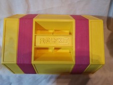 Vintage Yellow Pink Rolykit Roll Up Tool/ Sewing/ Crafts Storage Box