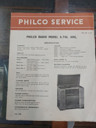 Philco radio model 746 - philco, arg