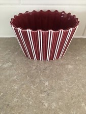 Sylvac  Pottery Oval Bowl Red and White Stripes Raphique No 2183