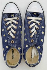 Pair Womens Converse All Star Embriodered Flowers Sneakers UK Size 6 EU 39