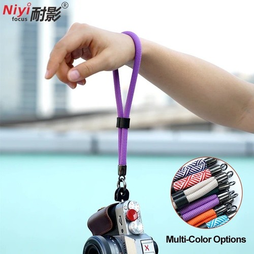 Black nylon rope camera - black, hand