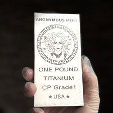 One Pound Titanium Ingot Bar Medusa Greek Bullion 16 ounces oz USA 1lb Ingot
