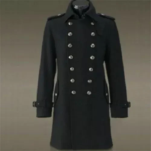 Military black wool overcoat - military,