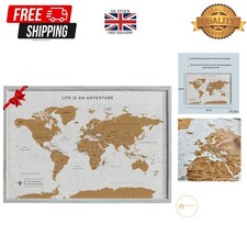 Push Pin World Map: Cork Board