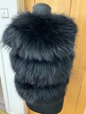 Farmed Black Real Fox Fur Vulpes Waistcoat / gilet sz M UK8-10 US4