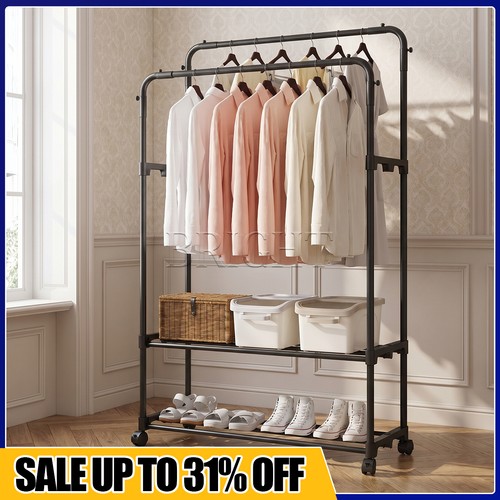 Heavy duty double clothes - heavy, rail