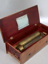 NICOLE FRERES CYLINDER MUSIC BOX key wound MUST HEAR!!! 4 tune plays lovely