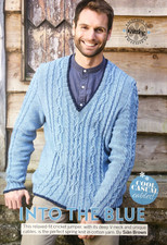 Sian Brown knitting pattern men's DK v-neck cable pattern cricket sweater