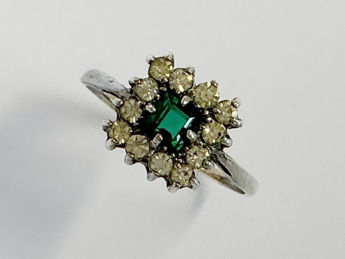 Antique gold silver emerald - antique,