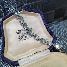 Vintage 925 Sterling Silver Tennis Bracelet, Genuine Blue Topaz Bracelet, 2005